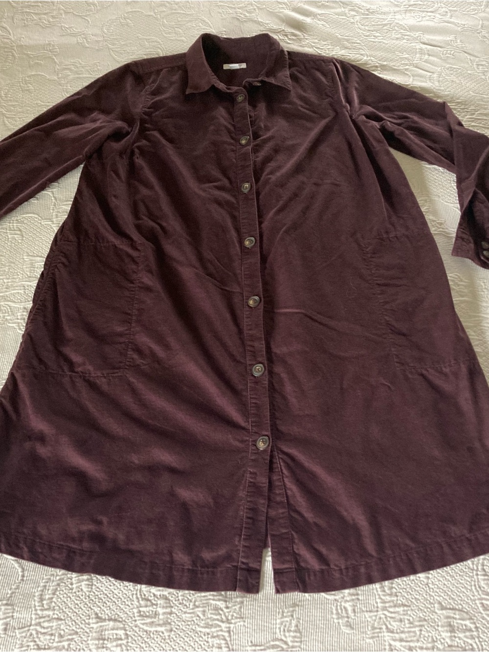 J. Jill Button-Front Longline Shirt Dress - Plum